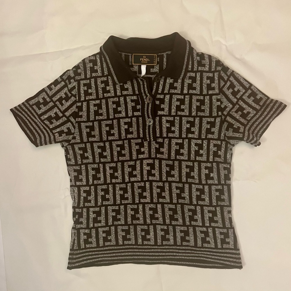 Vintage Fendi Maglia Zucca Crop Polo